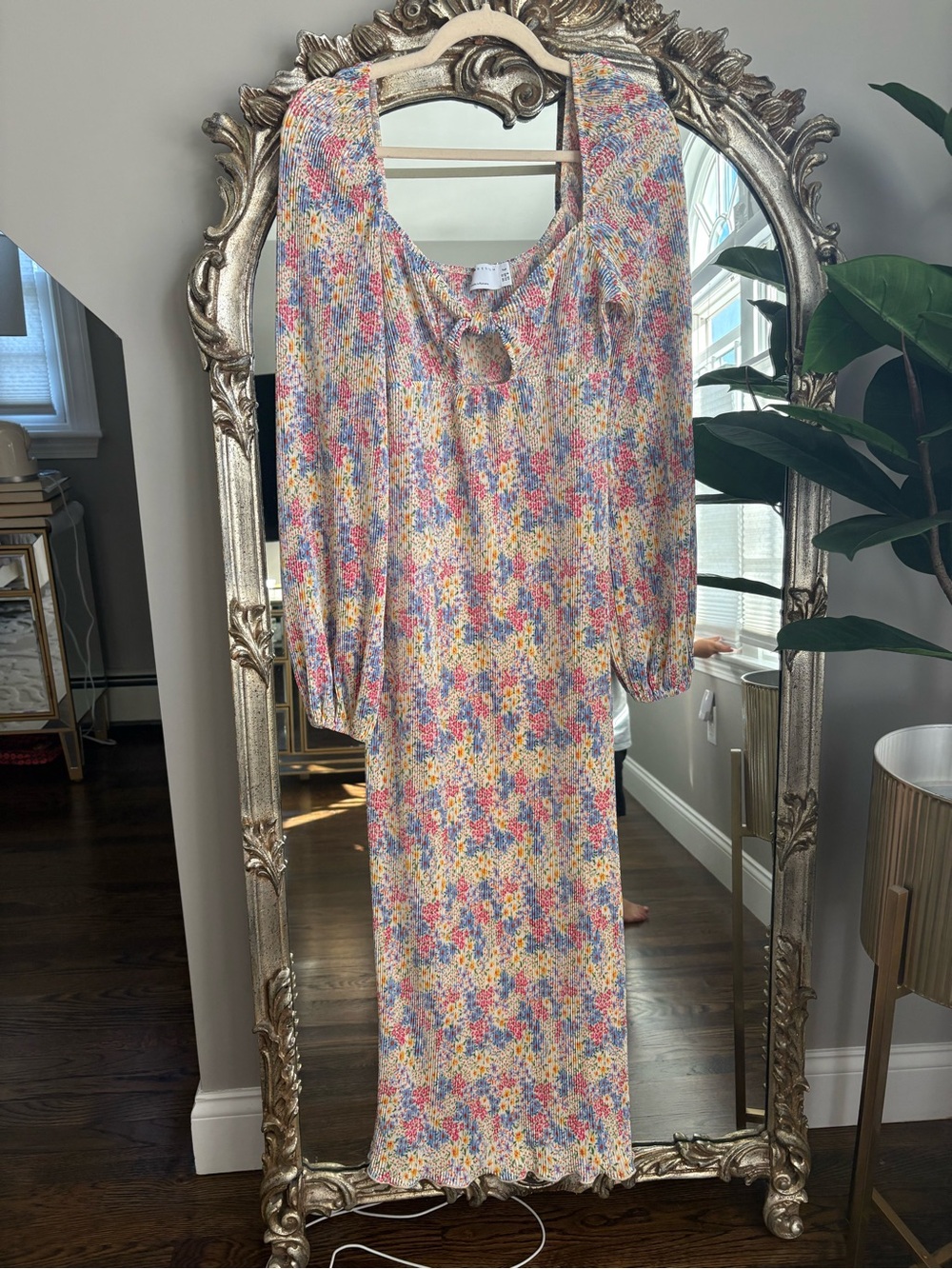 ASOS Pink Multi Floral Long Sleeve Maxi